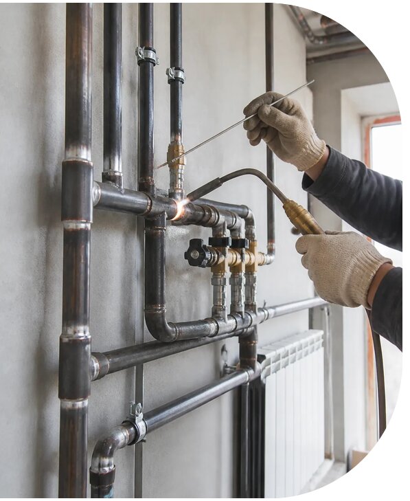 Монтаж отопления из стальных труб для домов в Балакове