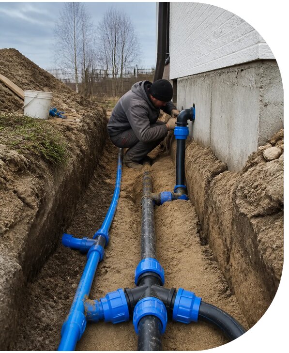 Монтаж наружного водопровода на участке под ключ в Балакове
